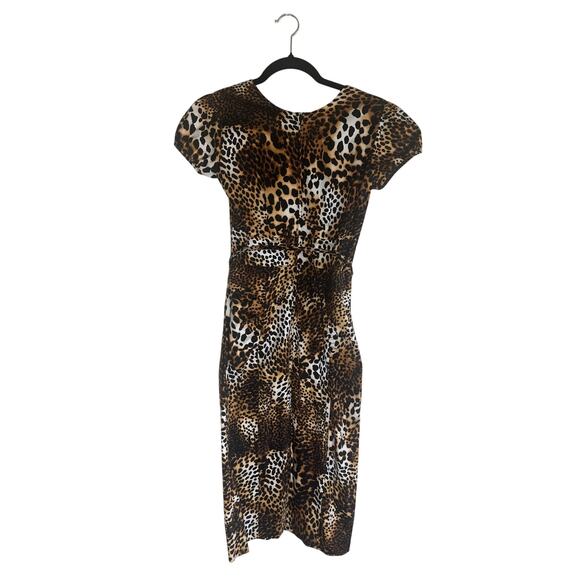 Stop Staring! Women's S Leopard Print Wiggle Dress Cap Sleeve Retro Pin-Up - Picture 5 of 12